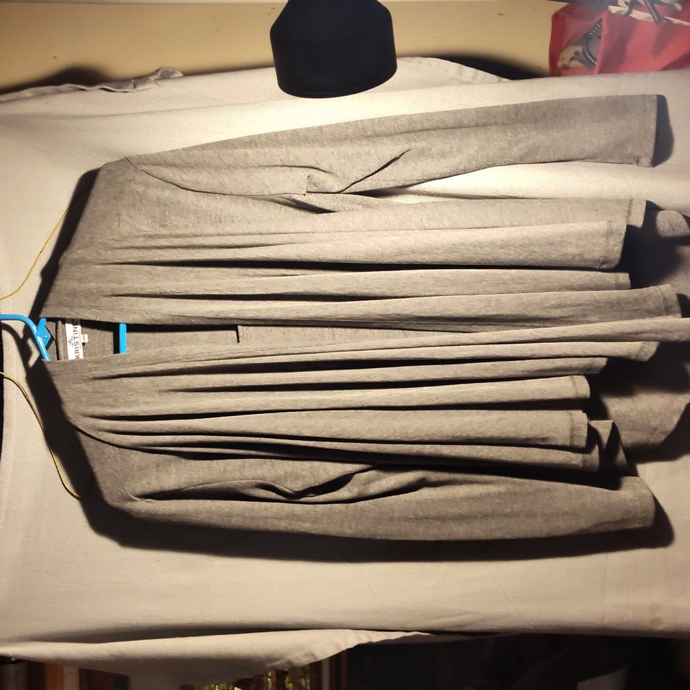 grey shirt and shaw combo,  size L. Long sleeve